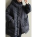 Black zippered Button Loose Winter Duck Down Jackets Black zippered Button Loose Winter Duck Down Jackets
