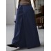 Women Solid Color Full Length Casual Wide Leg Pants With Pocket Women Solid Color Full Length Casual Wide Leg Pants With Pocket