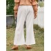 Women Solid Color Relaxed Fit Plain Drawstring Flare Leg Pants Women Solid Color Relaxed Fit Plain Drawstring Flare Leg Pants