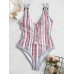 Spaghetti Straps Stripe Print Deep Backless Hot Swimwear Spaghetti Straps Stripe Print Deep Backless Hot Swimwear