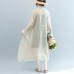 baggy off white Midi linen silk blended dresses Loose fitting casual dress fine tie waist long sleeve o neck baggy dresses baggy off white Midi linen silk blended dresses Loose fitting casual dress fine tie waist long sleeve o neck baggy dresses