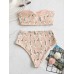 Strapless Flora Printed High Waist Bikini Strapless Flora Printed High Waist Bikini