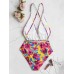 Deep Open Neckline Floral Print Backless Drawstring Swimwear Deep Open Neckline Floral Print Backless Drawstring Swimwear
