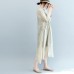 baggy off white Midi linen silk blended dresses Loose fitting casual dress fine tie waist long sleeve o neck baggy dresses baggy off white Midi linen silk blended dresses Loose fitting casual dress fine tie waist long sleeve o neck baggy dresses