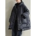 Black zippered Button Loose Winter Duck Down Jackets Black zippered Button Loose Winter Duck Down Jackets