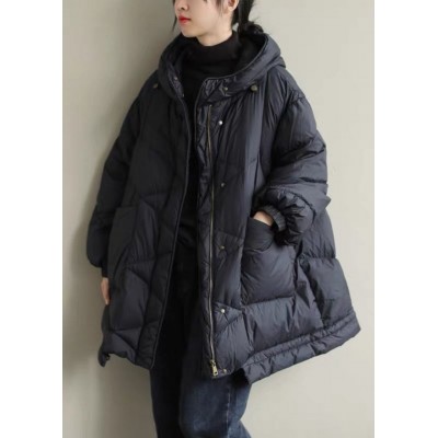 Black zippered Button Loose Winter Duck Down Jackets Black zippered Button Loose Winter Duck Down Jackets