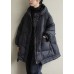 Black zippered Button Loose Winter Duck Down Jackets Black zippered Button Loose Winter Duck Down Jackets