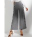 Solid Color High Waist Side Button Trim Loose Casual Pants For Women Solid Color High Waist Side Button Trim Loose Casual Pants For Women