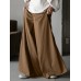 Women Solid Color Full Length Casual Wide Leg Pants With Pocket Women Solid Color Full Length Casual Wide Leg Pants With Pocket