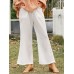 Women Solid Color Relaxed Fit Plain Drawstring Flare Leg Pants Women Solid Color Relaxed Fit Plain Drawstring Flare Leg Pants